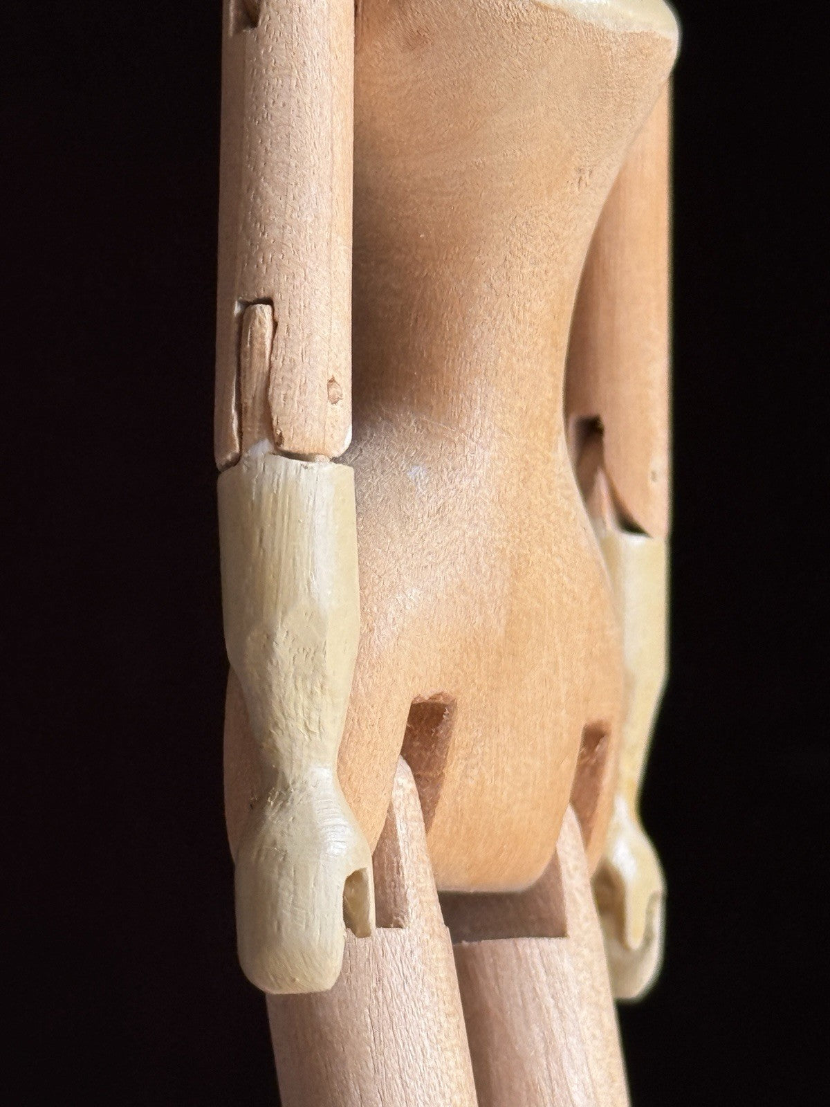 Vintage 6.5” Carved Wood Jointed Doll with Tuck Comb by Artist Sherman Smith