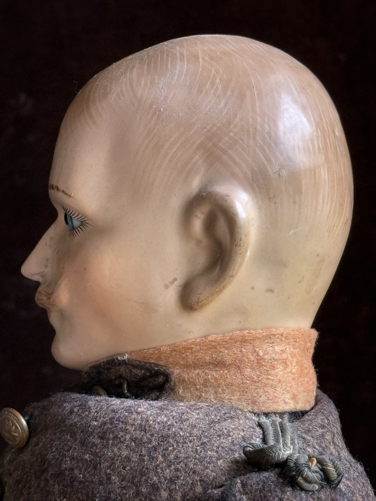 Rare Antique French Soldier 18.5” Papier Mache Composition Character Doll