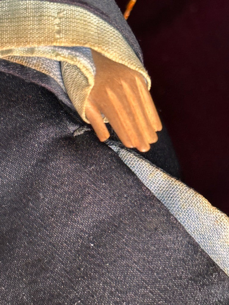 Pair of Antique Door of Hope Mission Carved Wood Cloth Bride and Groom Dolls