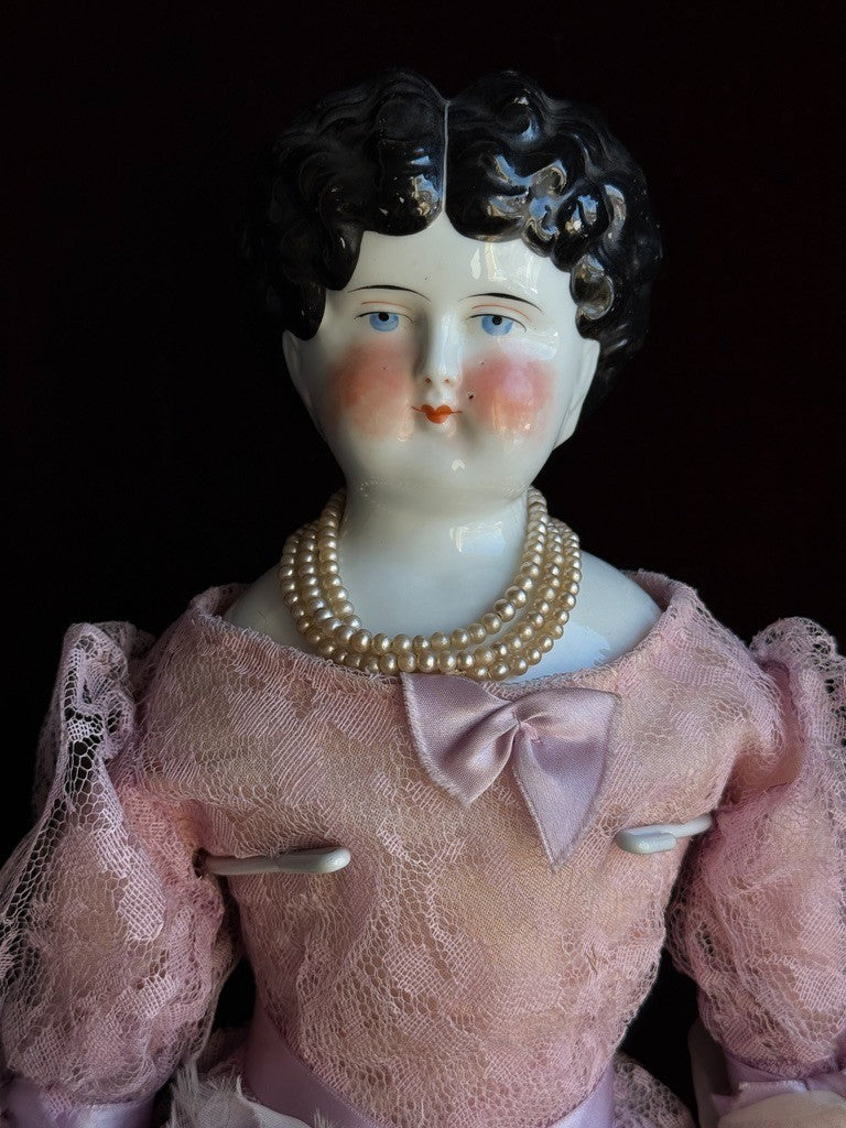 Antique German 22" Bawo & Dotter Brunette China Head Doll