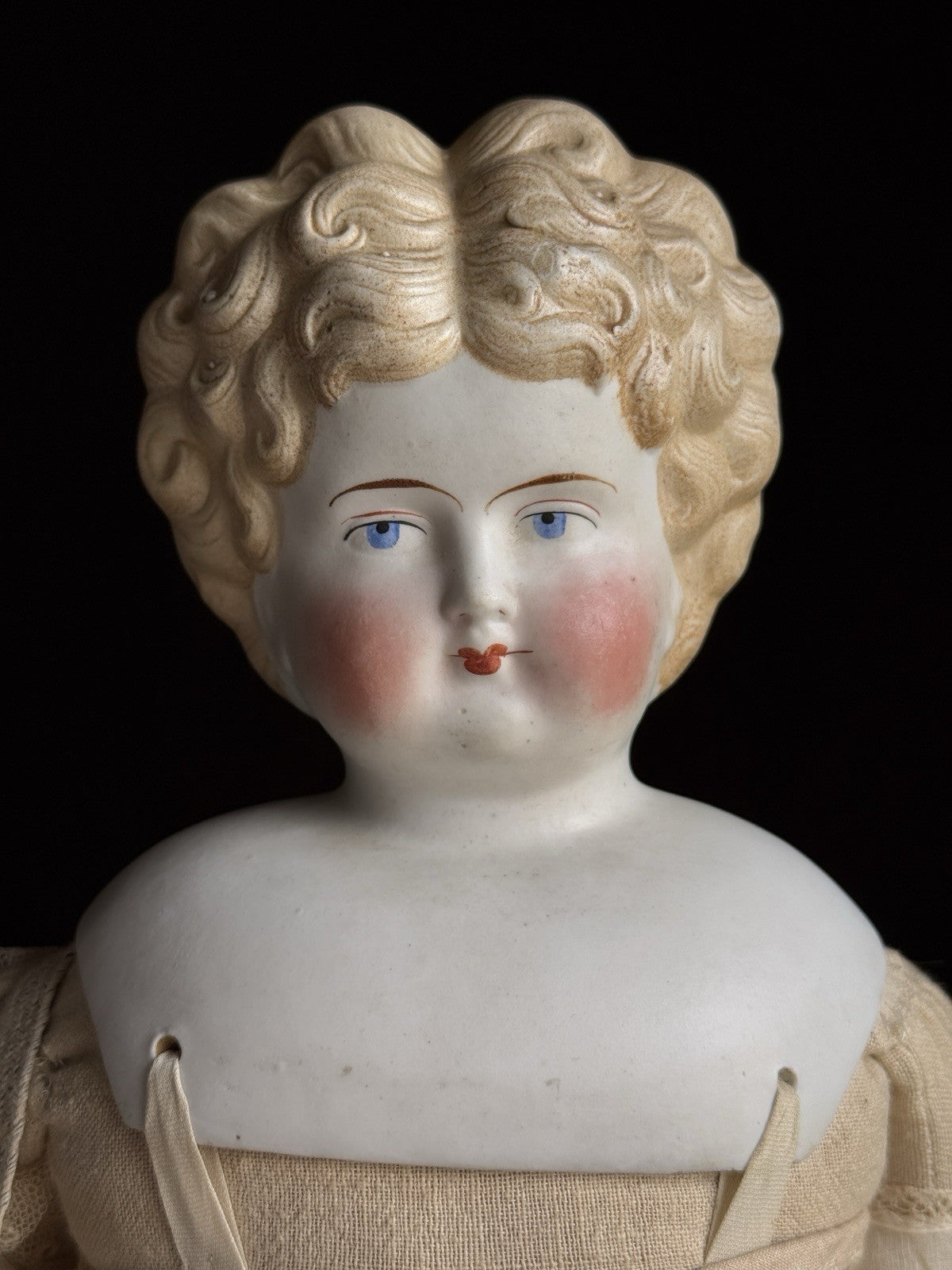 Antique German 22.5” Parian Bisque Head China Doll