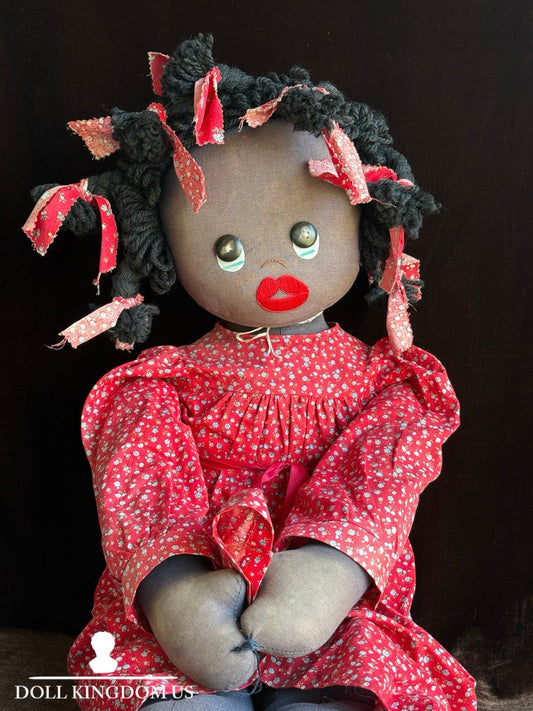 Huge Vintage 39” Artist Cloth African American Dark Complexion Girl Rag Doll
