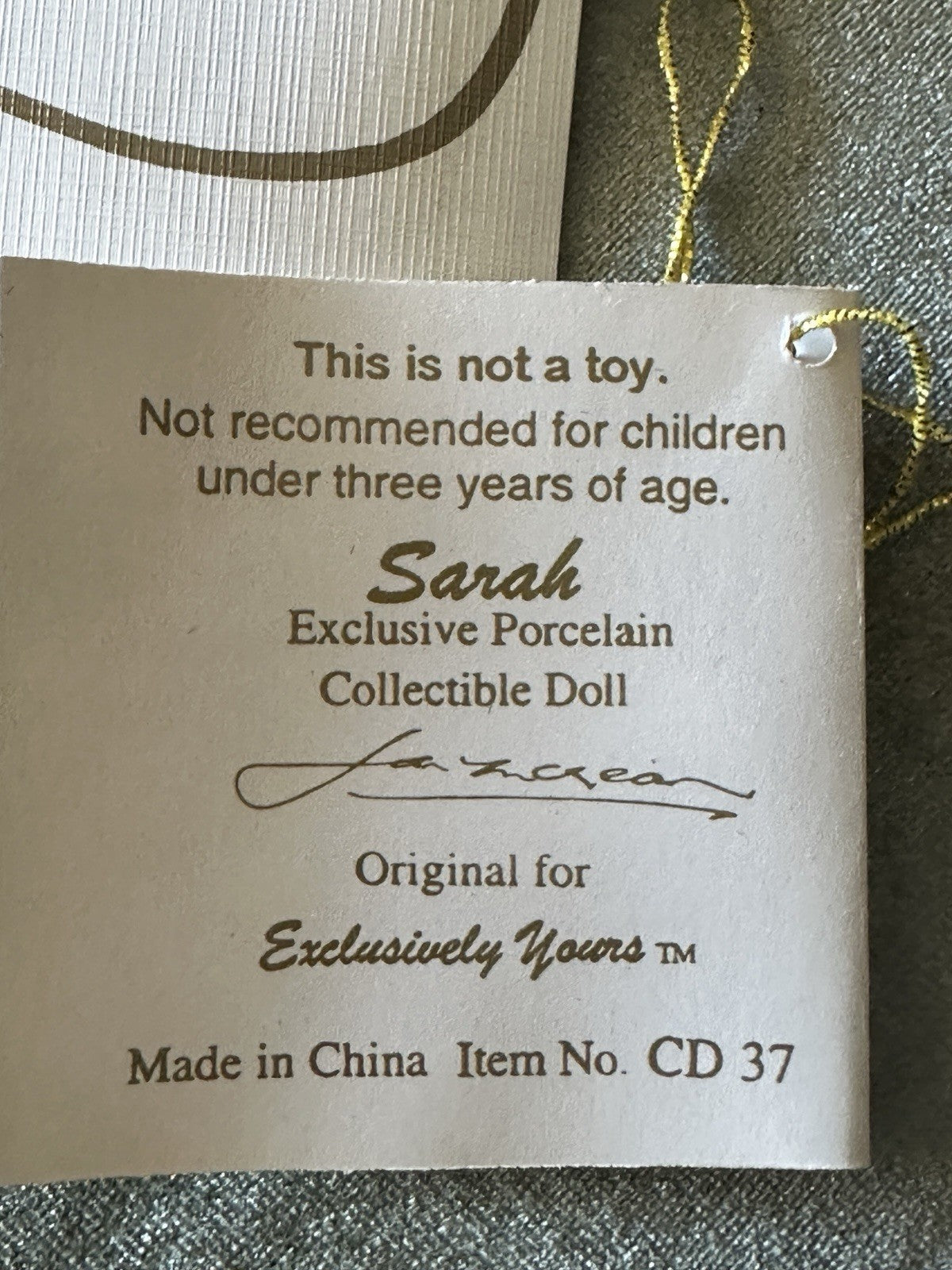 Jan Mclean 26" Porcelain Doll “Sarah” Tag/COA LE 1000