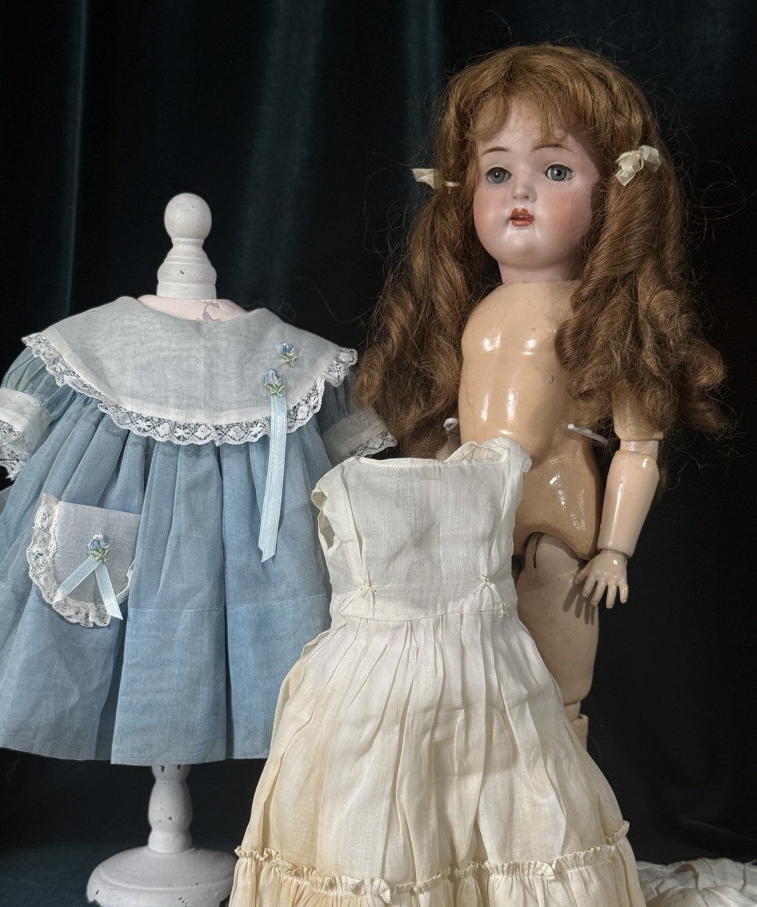 Antique German Hertel, Schwab (?) Mold 136/10 Bisque Head 18” Doll