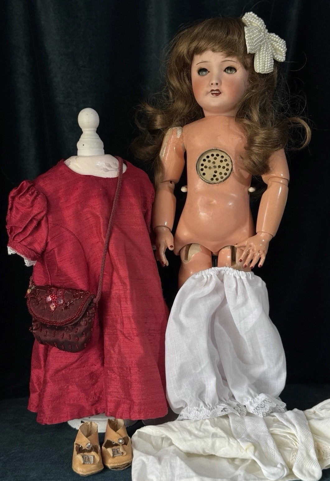 Antique French 20” Unis Mold 301 Bisque Head Composition Body Doll
