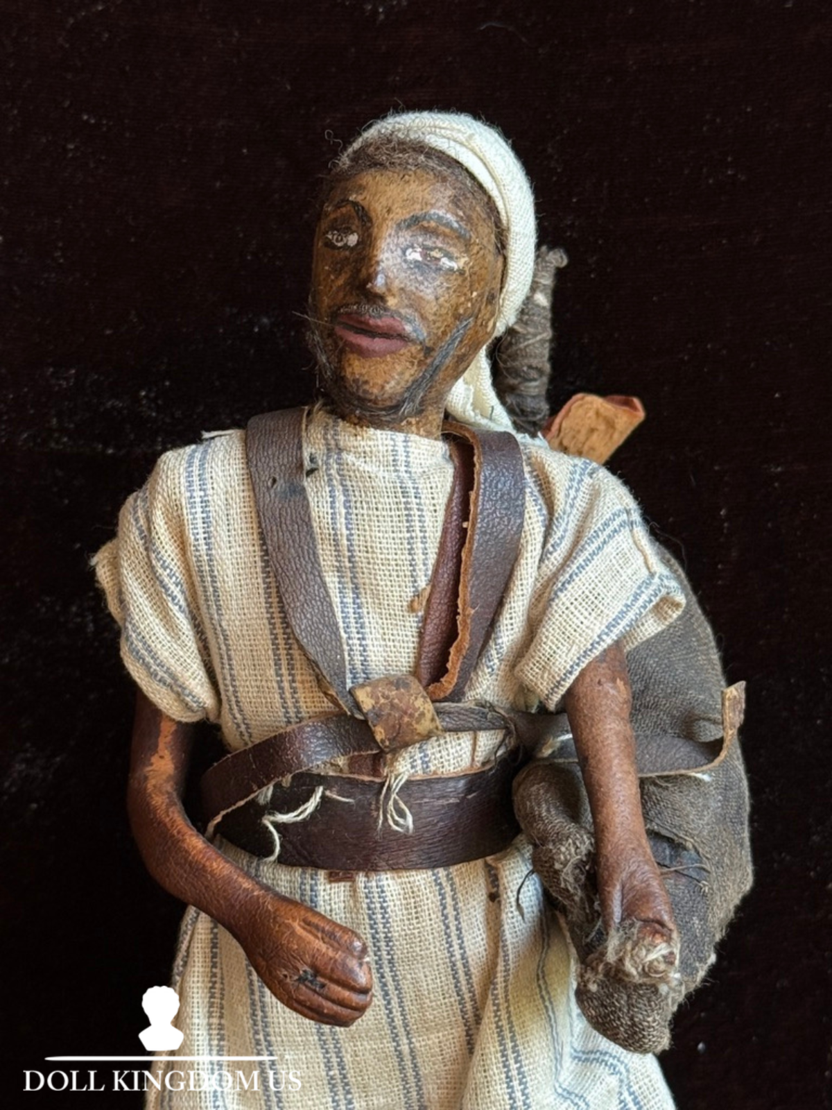 Vintage 8.75” Kimport Water Carrier Leather Male Traditional Folk Doll