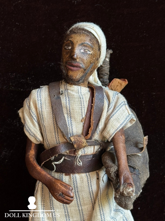 Vintage 8.75” Kimport Water Carrier Leather Male Traditional Folk Doll