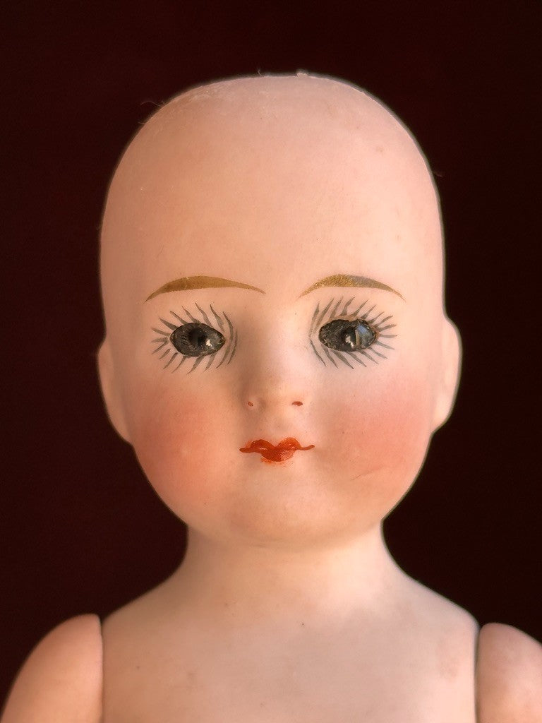 Rare Antique German 6.75” Bahr & Proschild 513 All Bisque Flapper Dollhouse Doll