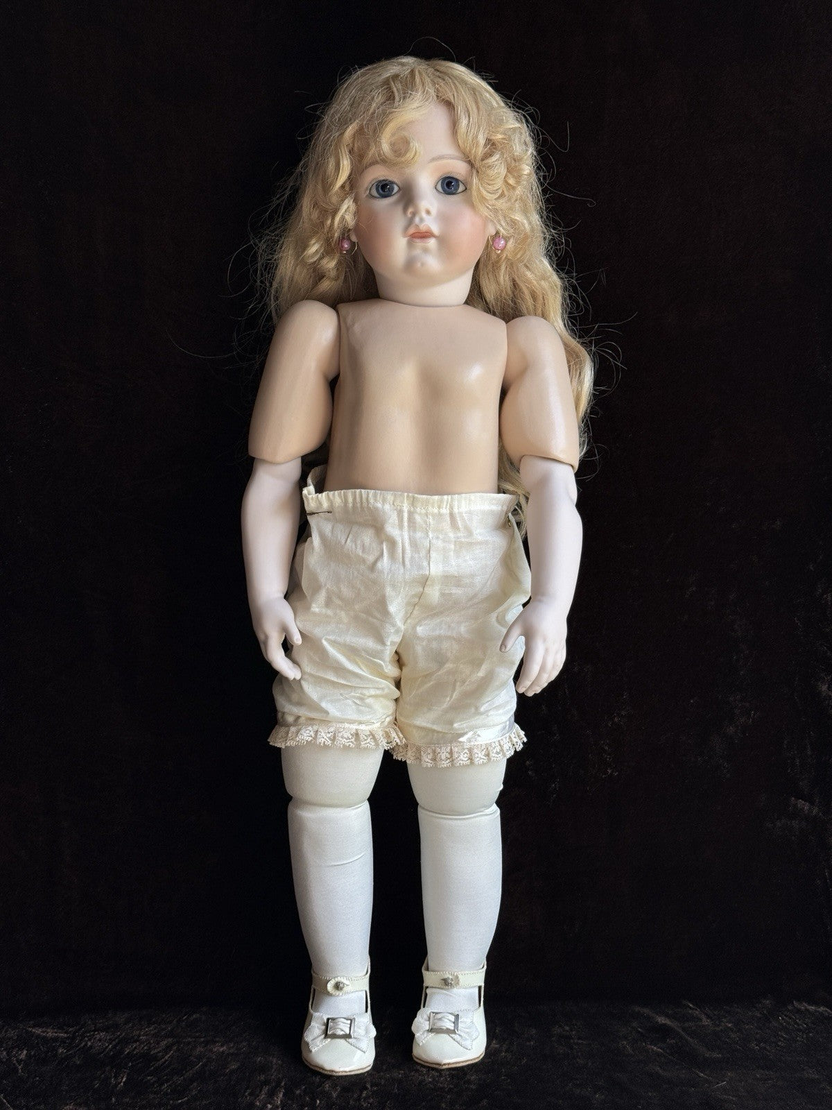 Vintage Large Porcelain Compo 27” Reproduction of Antique French Bru Jne Doll