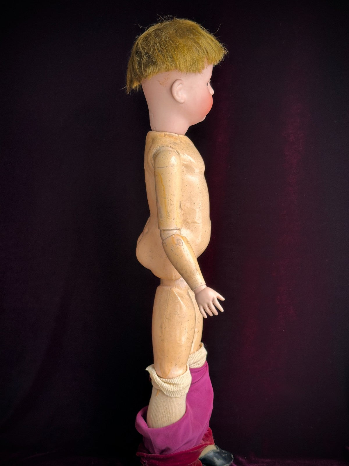 Antique German 25" Franz Schmidt 1295 Bisque Head Boy Doll