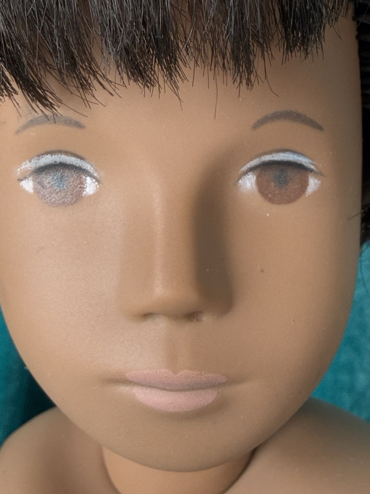 Collectible England Vinyl Brunette Boy Doll; Redressed/Denim Top