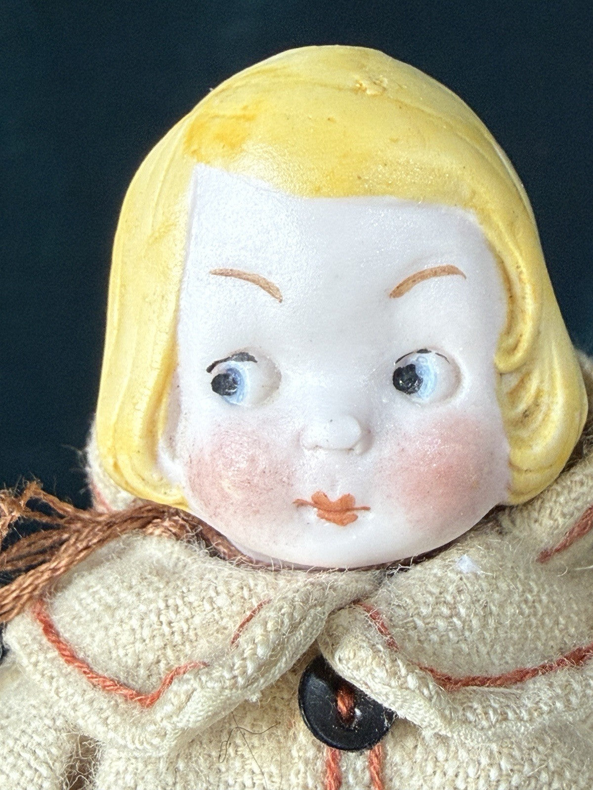 Antique German All Bisque Hertwig (?) Googly Type 4 1/4” Character Doll