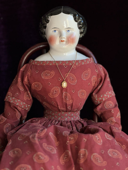Antique German 23” Flat Top Highbrow China Shoulder Head Doll