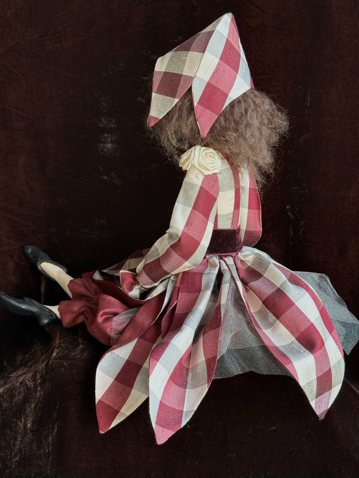 OOAK NIADA Artist Ankie Daanen Paper Clay Mixed Media Pierrot Character Doll