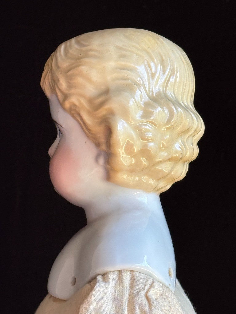 Antique German 21.5” Highland Mary Blonde China Doll