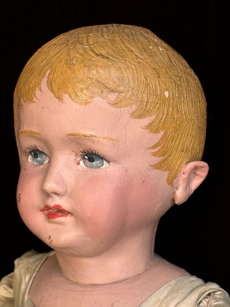 Huge Antique American Martha Chase 28" Oil Painted Cloth Toddler Doll