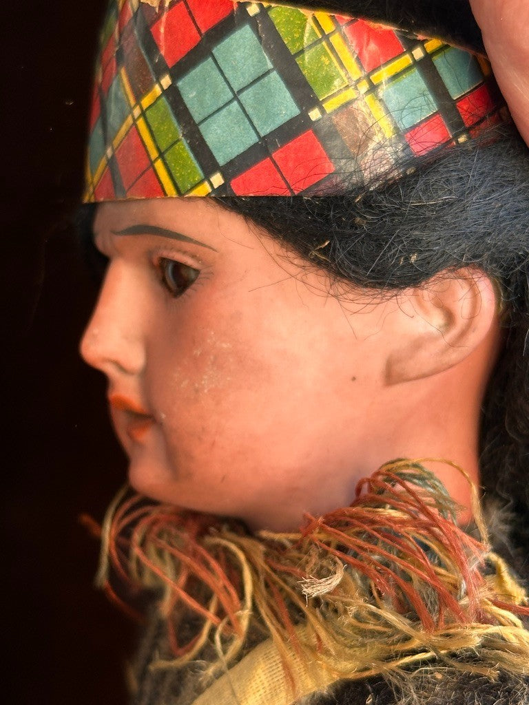 Antique German 13” Armand Marseille Native American Indian Bisque Head Doll