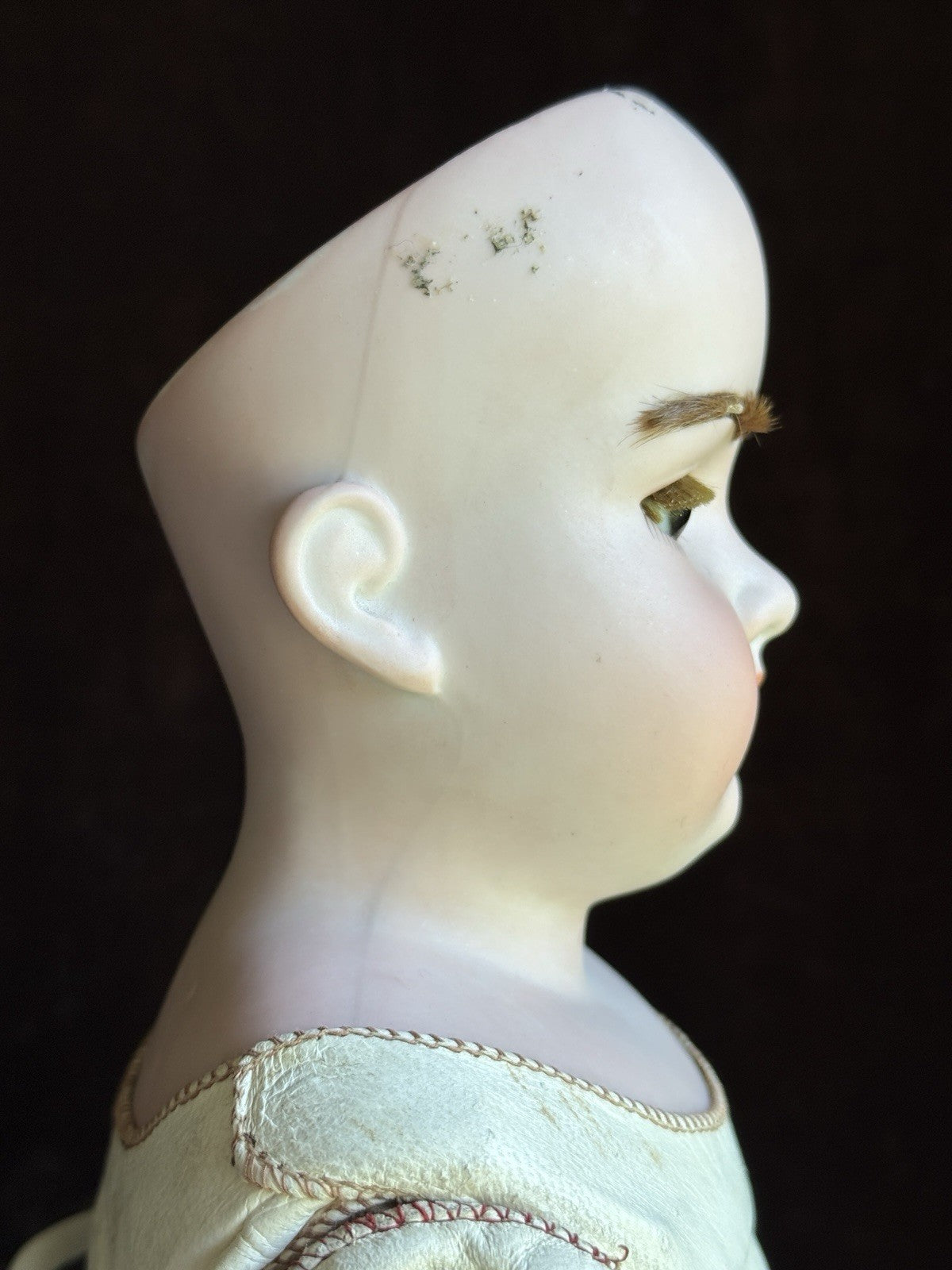 Antique German 23” Armand Marseille 370 Bisque Shoulder Head Leather Body Doll