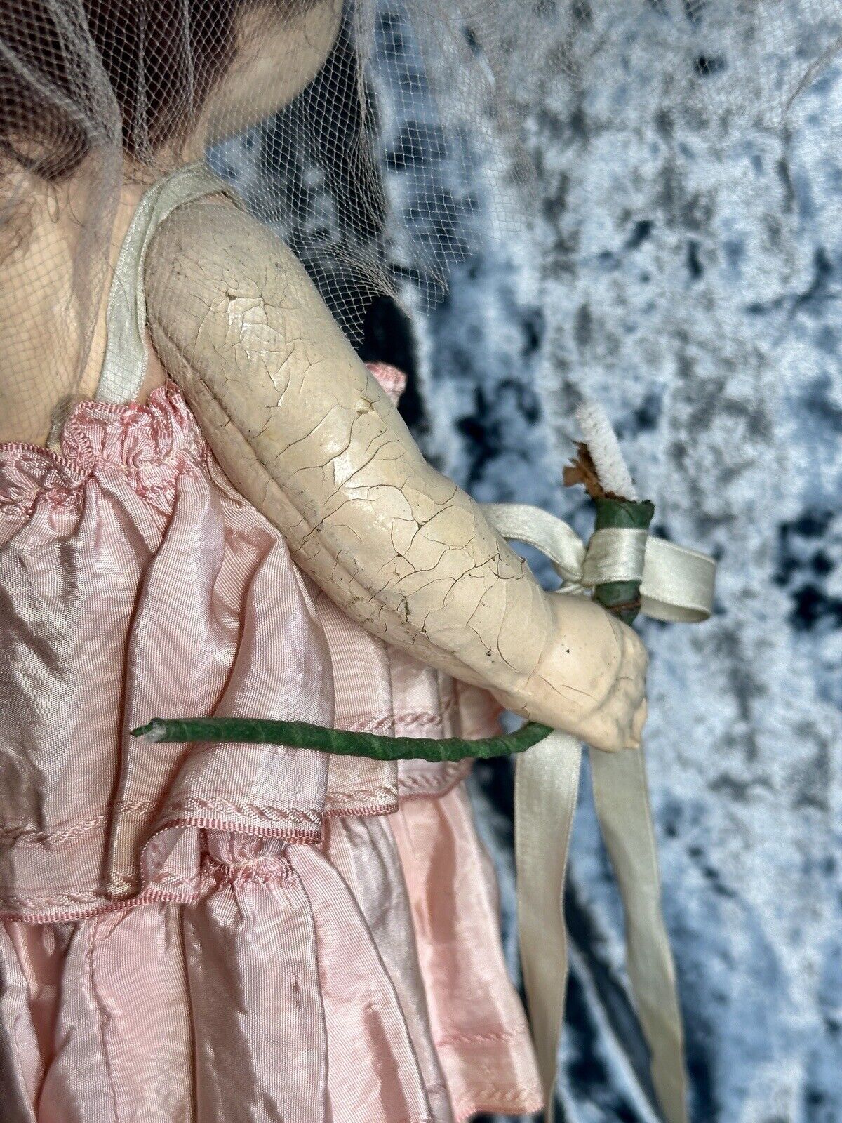 Antique American 17.5” Composition Carnival Prize Bride Doll