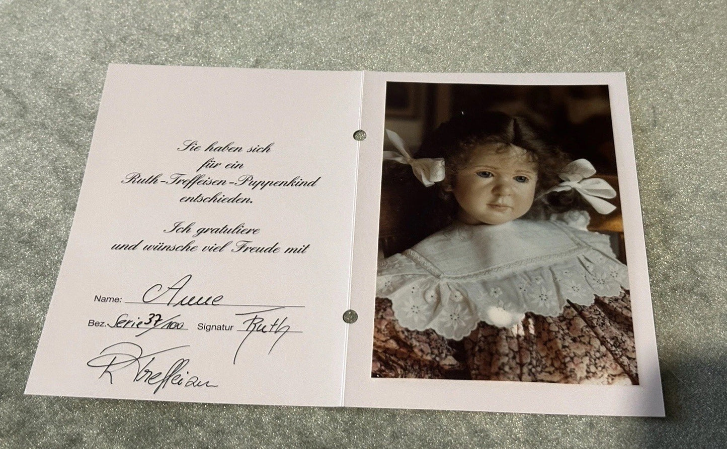 Collectible Artist 24” Porcelain Doll “Anne” by Ruth Treffeisen LE 37/100 COA