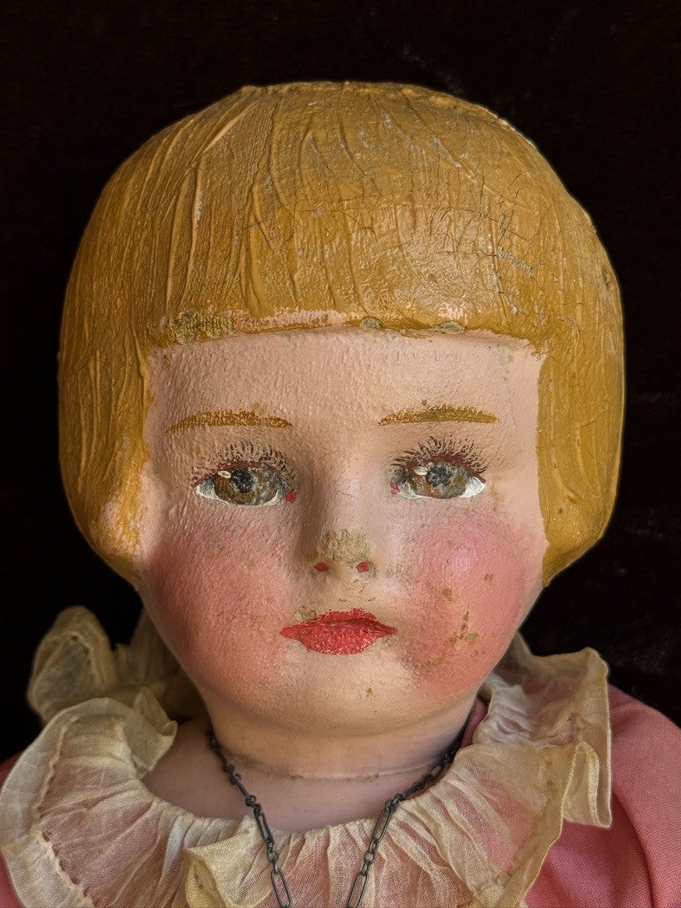 Antique American  Martha Chase Bob Hairstyle Oil Painted Stockinette Girl Doll