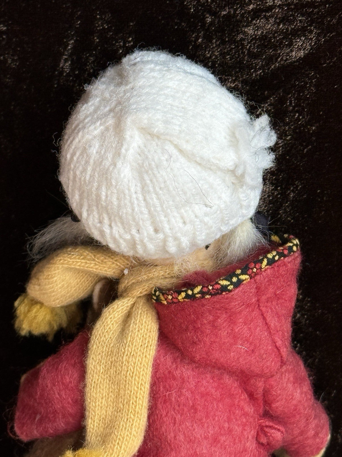 Miniature 8” Handmade Felt Cloth Doll with Teddy Bear