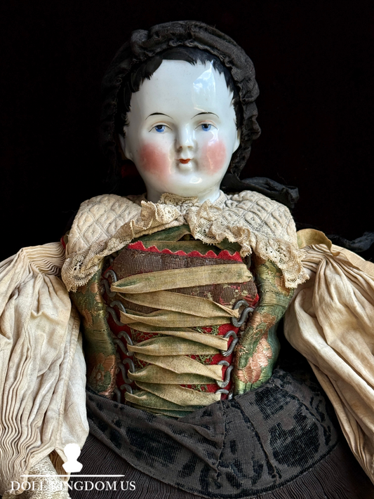 Rare Antique German 21” Male Style Short Hair China Shoulder Head Doll