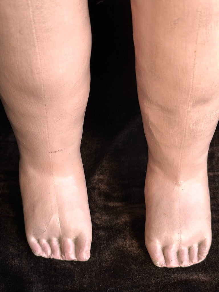 Huge Antique American Martha Chase 28" Oil Painted Cloth Toddler Doll