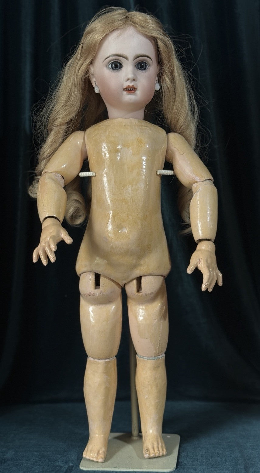 Antique French JUMEAU 23” Bisque Head Doll Size 9
