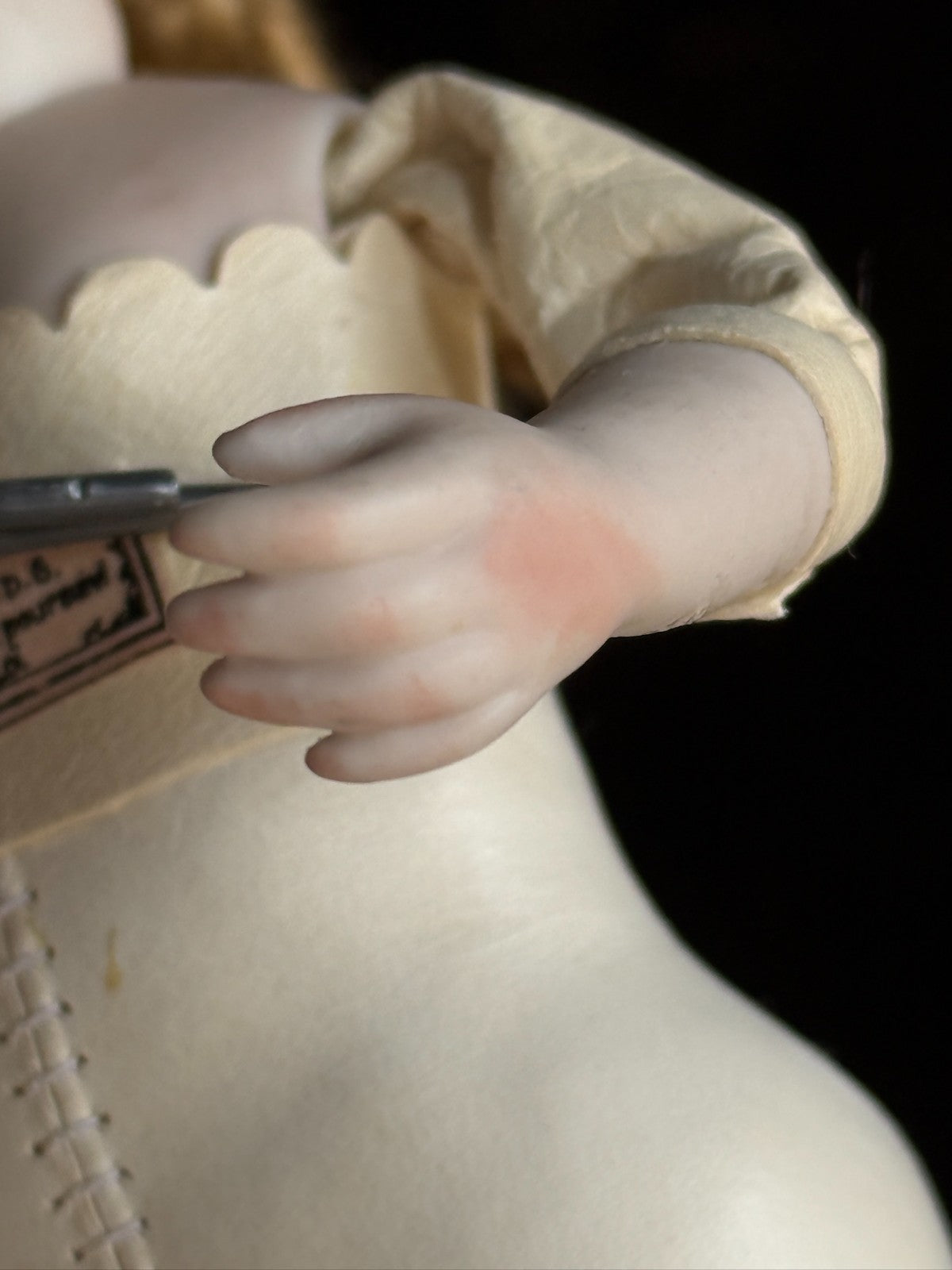 Miniature 7.5” Cathy Hansen Hand Signed Porcelain Repro of Antique Bru Doll