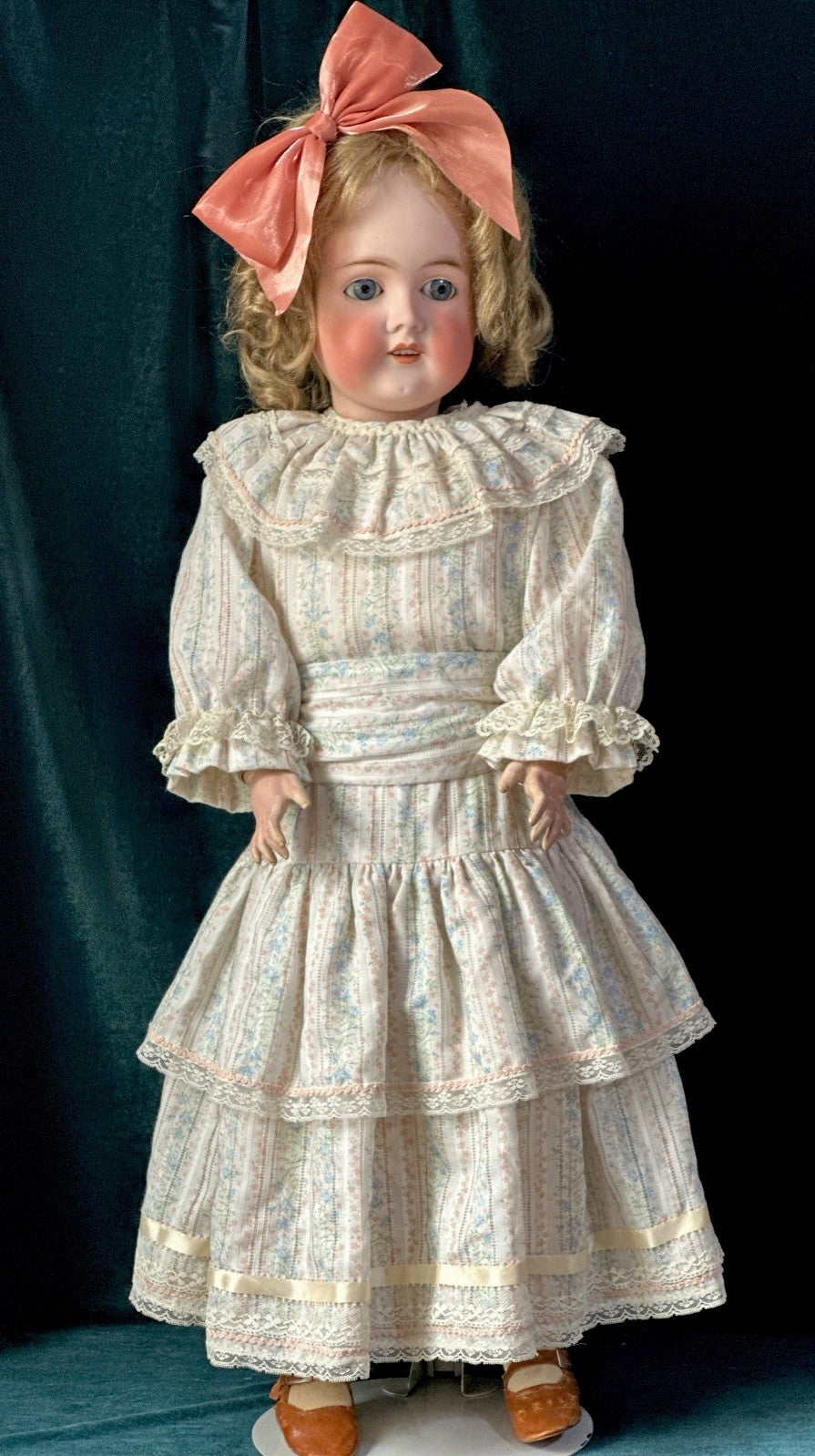 Antique German 29” Queen Louise Doll Bisque Head Composition Body