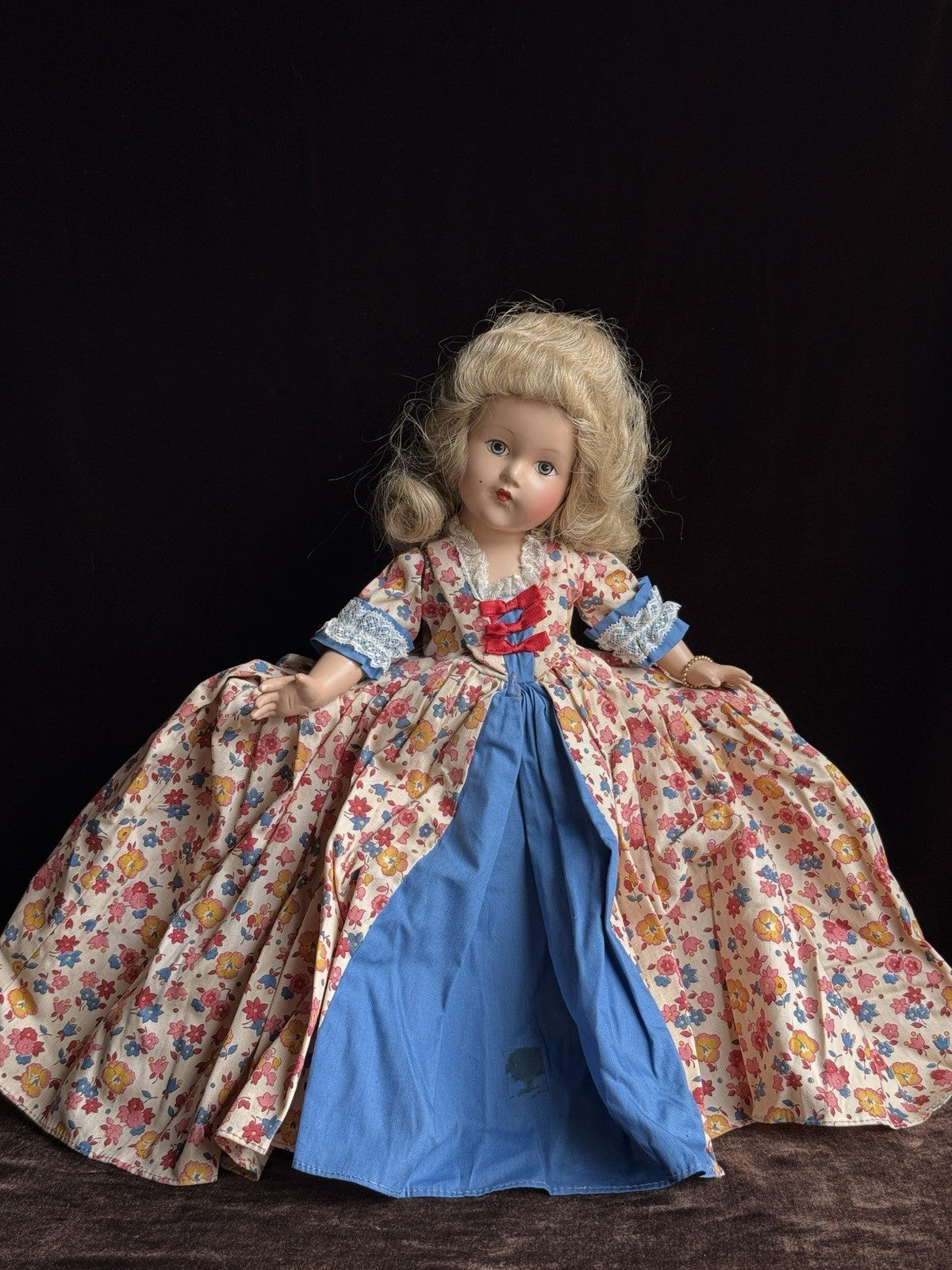 Vintage Effanbee 15.5” Composition Anne Shirley Colonial Prosperity 1711 Doll