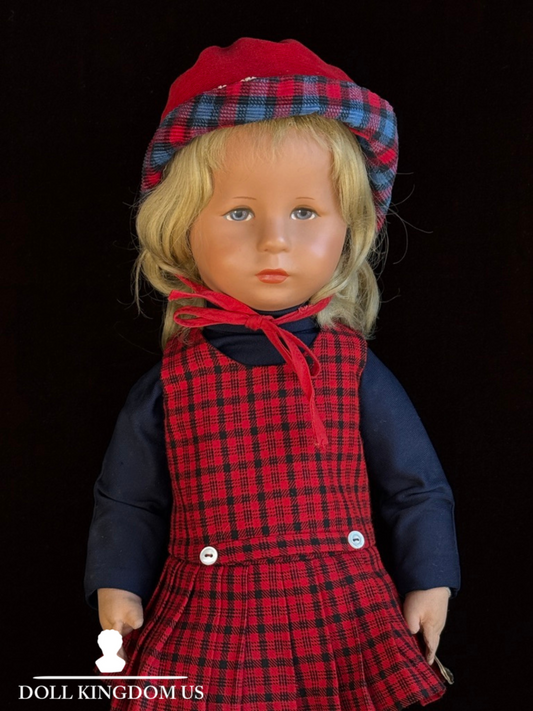 Early 50's Vintage 19” Kathe Kruse Stoffpuppe Cloth Girl Doll with Tag