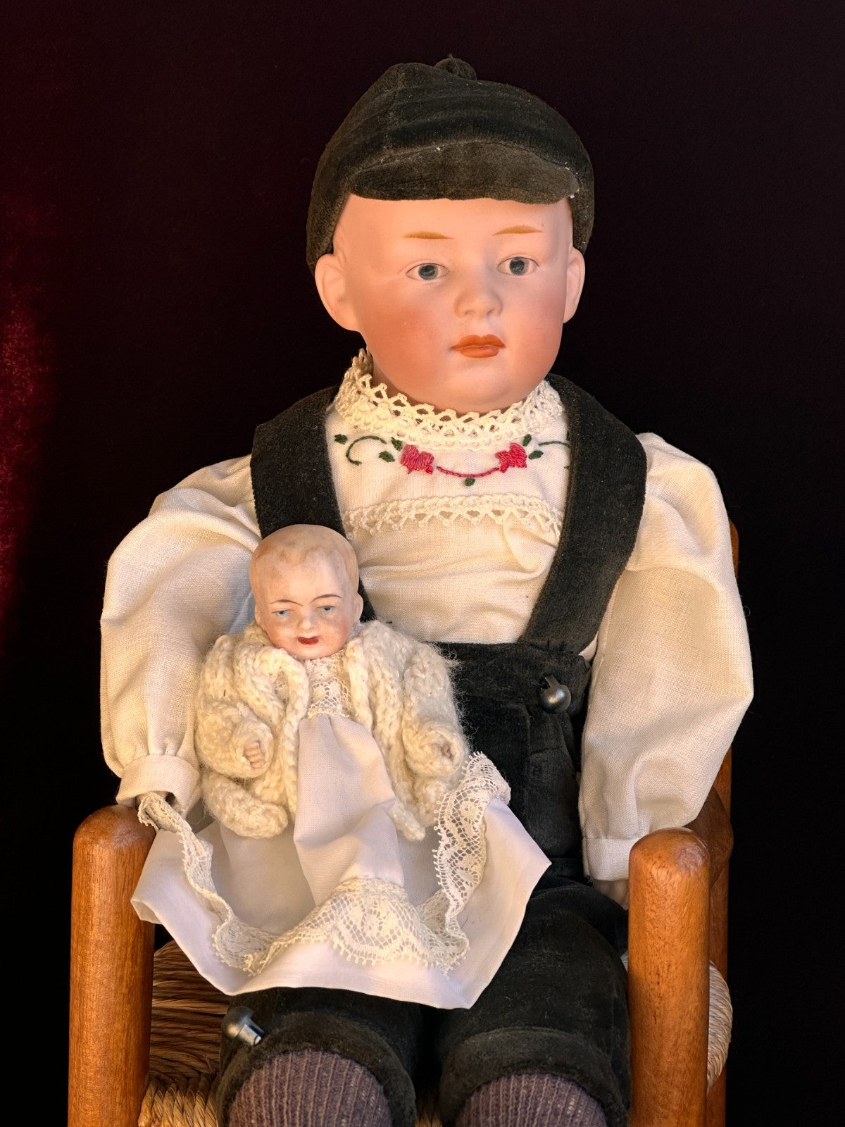 Antique German 14” Gebruder Heubach Pouty Bisque Shoulder Head Boy Doll