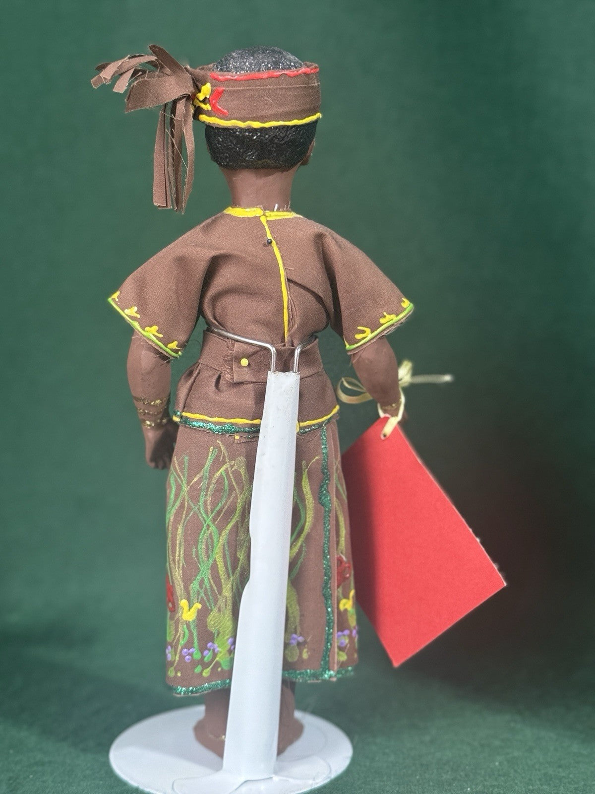 Lot Of 4 Hand painted Wooden/resin Collectible Dolls With Handmade Clothes