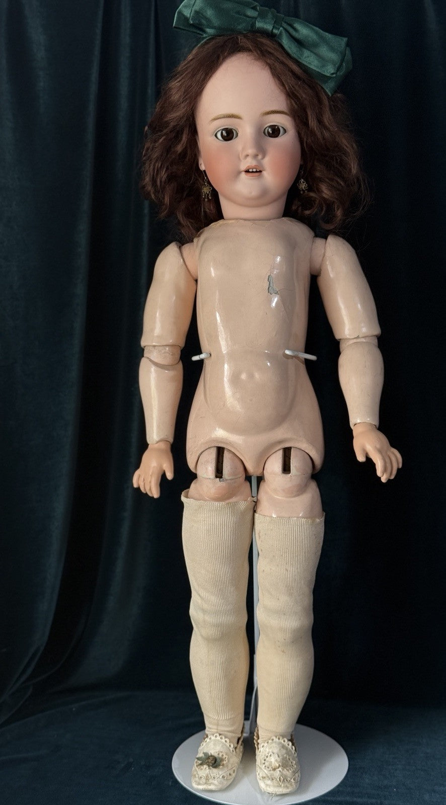 Antique German 30” Walkure Doll Bisque Head Composition Body