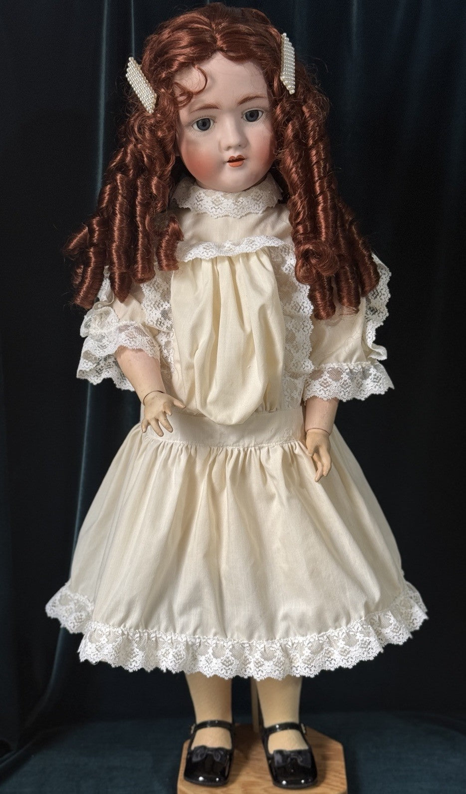 Antique German Walkure 30” Doll Bisque Head Composition Body