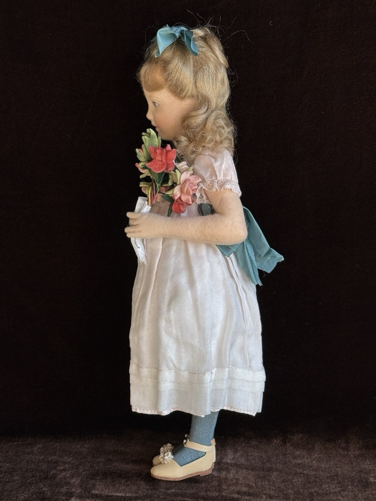 Collectible 12” John Wright UFDC Abigail Felt Girl Doll with Certificate