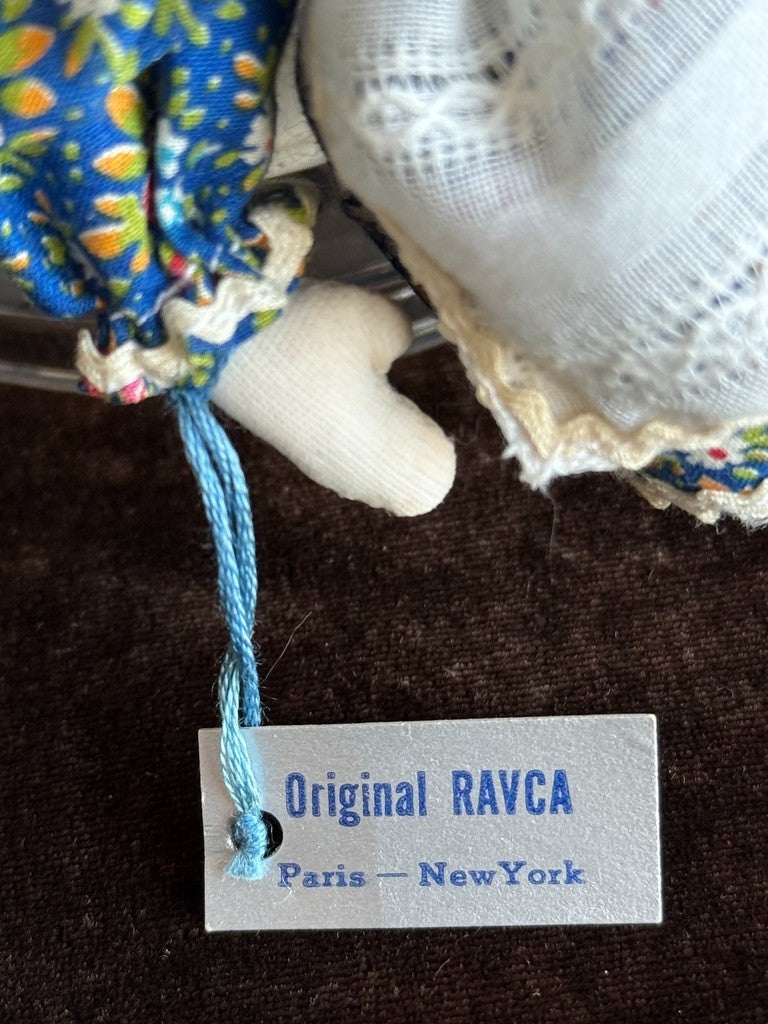 Vintage 11" Frances Ravca African American Artist Cloth Doll with Raggedy + Tag
