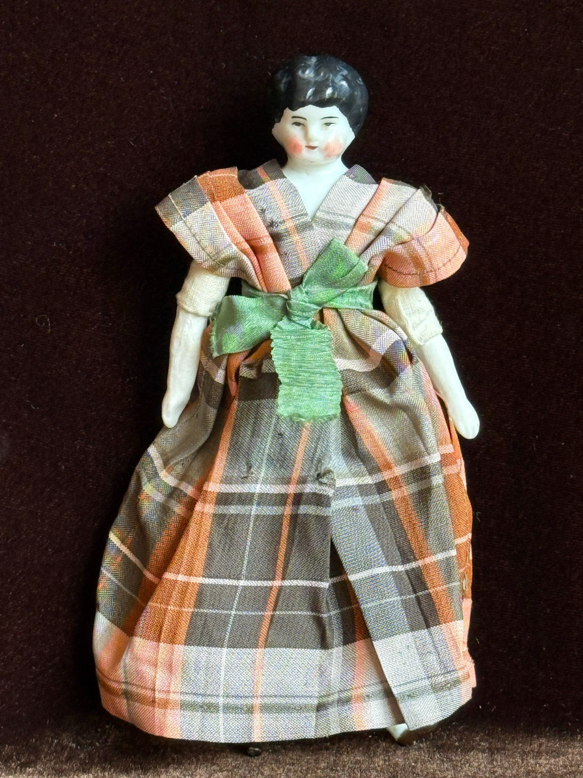 Antique German 6.5” Bisque Cloth Miniature Dollhouse Lowbrow China Doll