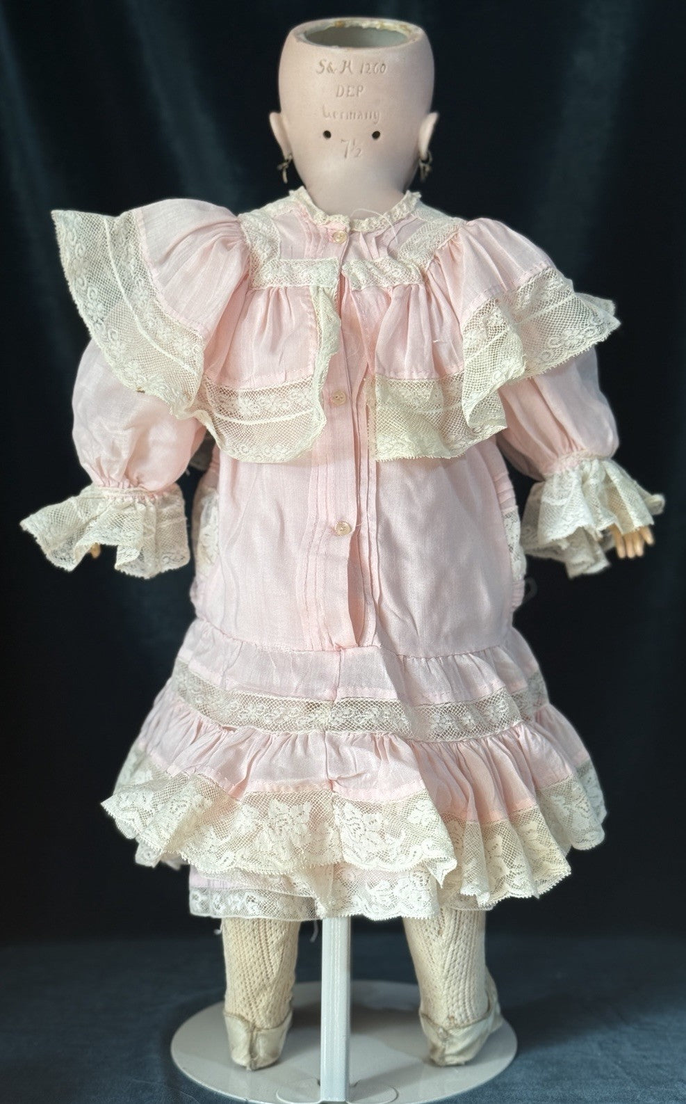 Antique German Simon Halbig Dep 1260 Bisque Head Leather Kid Body 20.5” Doll