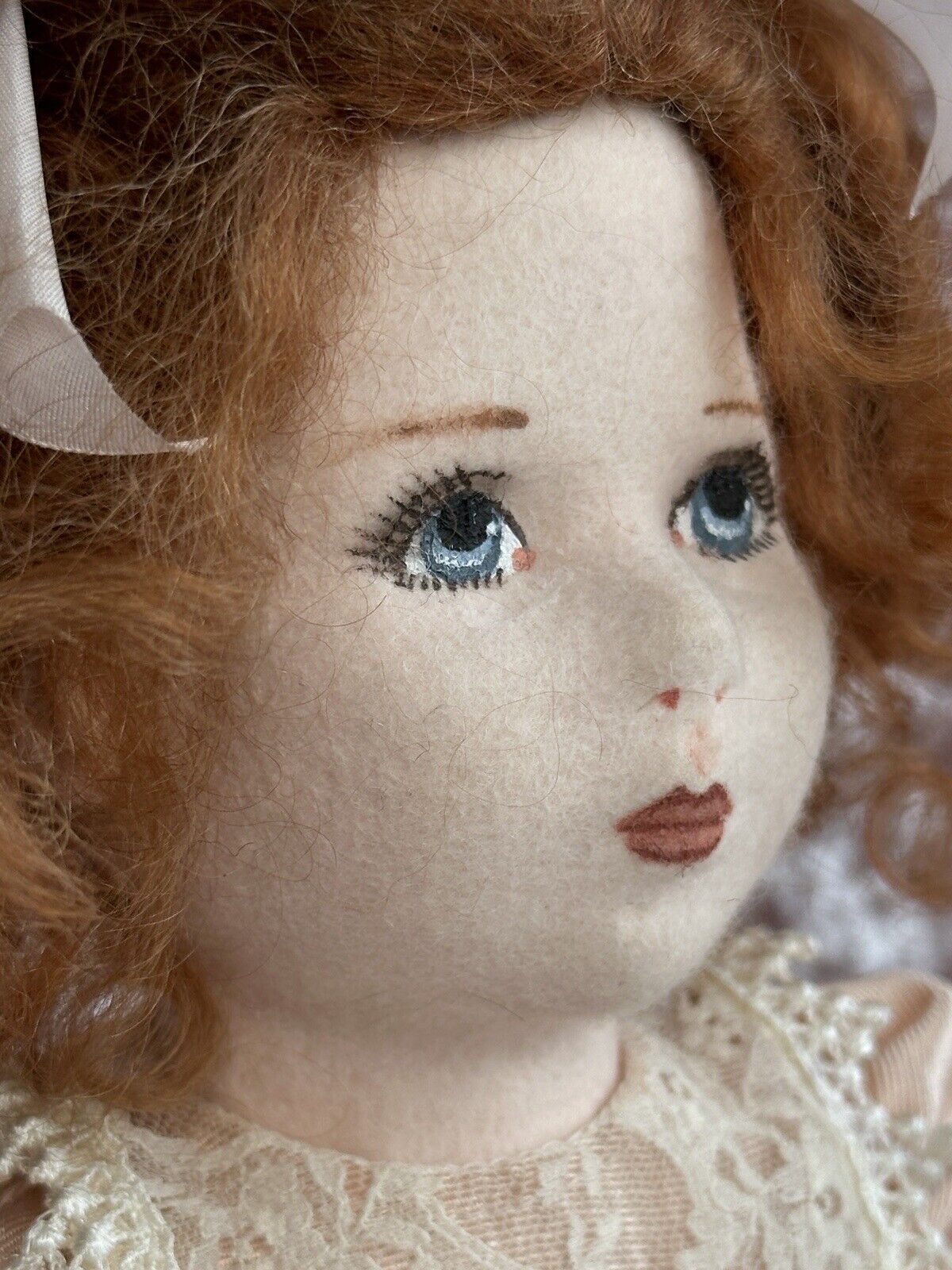 Artist Signed 15.5” Felt Cloth Girl American Beauty Doll By Shirley Peck LE 25