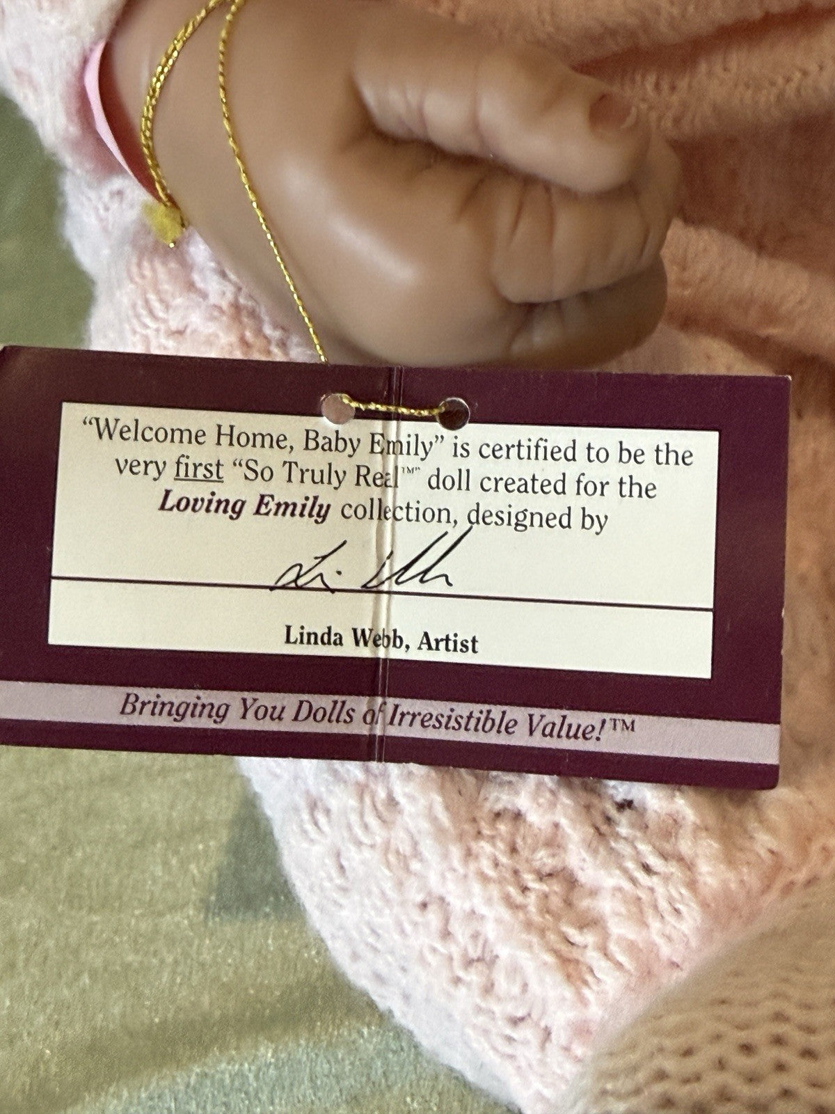 “Welcome Home Baby Emily” 20” Baby Doll by Linda Webb Ashton Drake Galleries