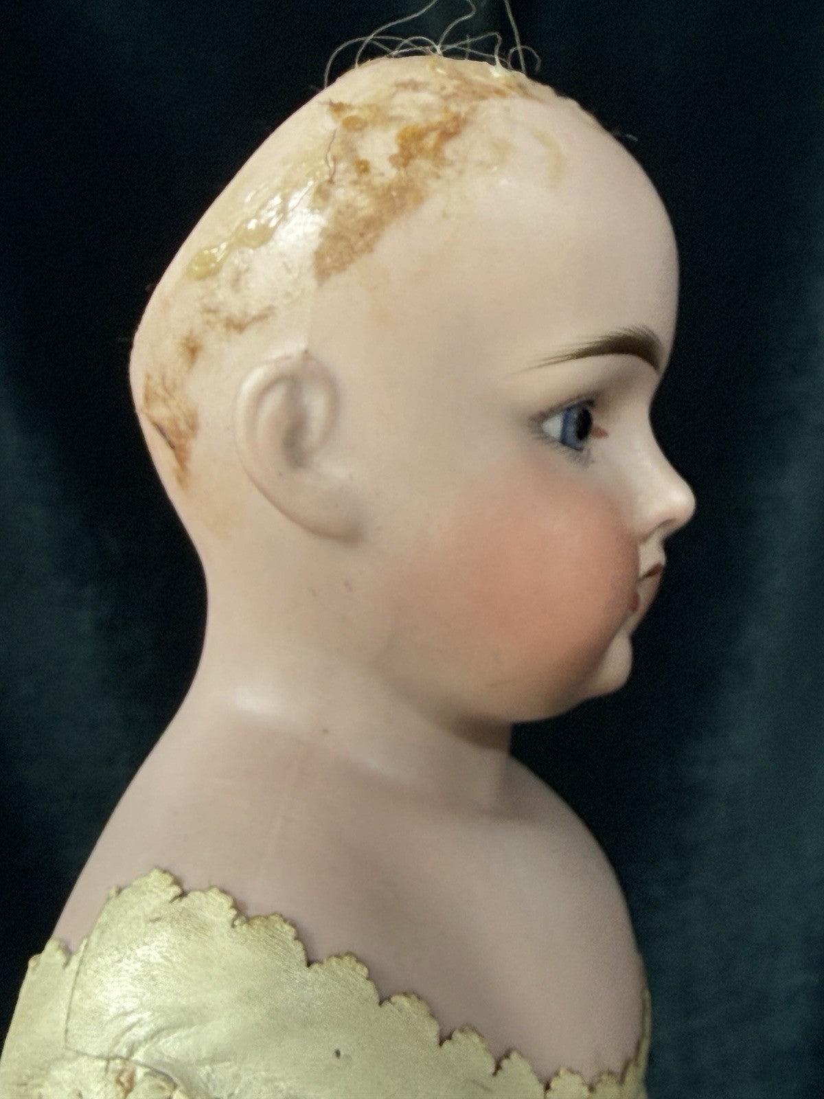 Unidentified Mold 21 7 Dep Antique German 20” Doll Bisque Head Leather Kid Body