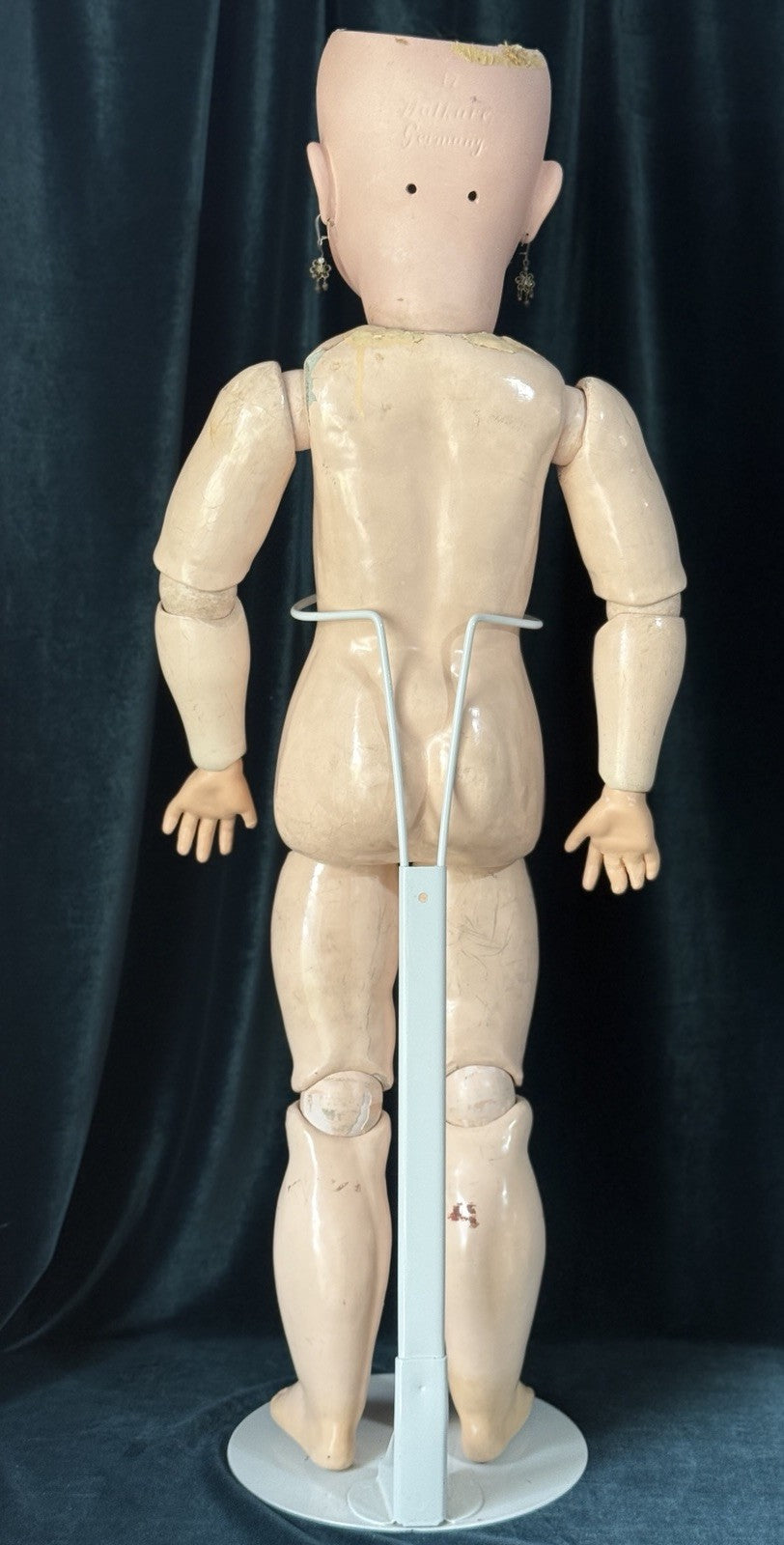 Antique German 30” Walkure Doll Bisque Head Composition Body