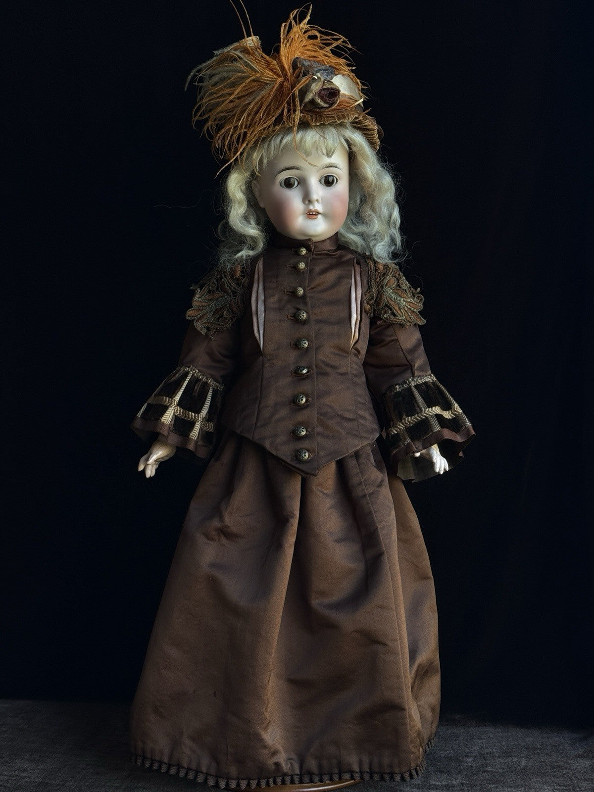Antique German 25” Queen Louise Bisque Head Composition Body Doll
