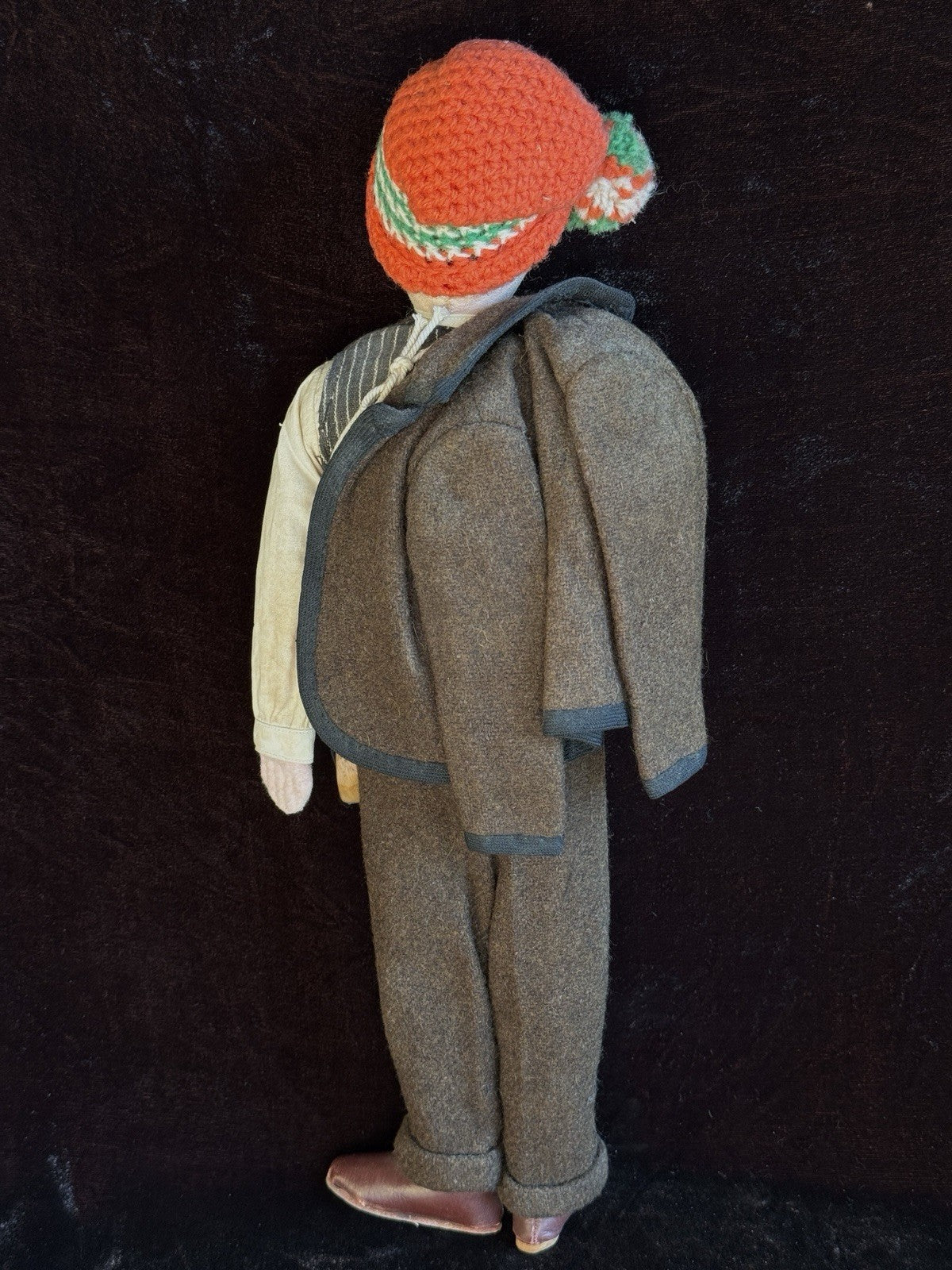 Vintage Art Deco 14” French Boudoir Style Cloth Face Mask Smoker Character Doll