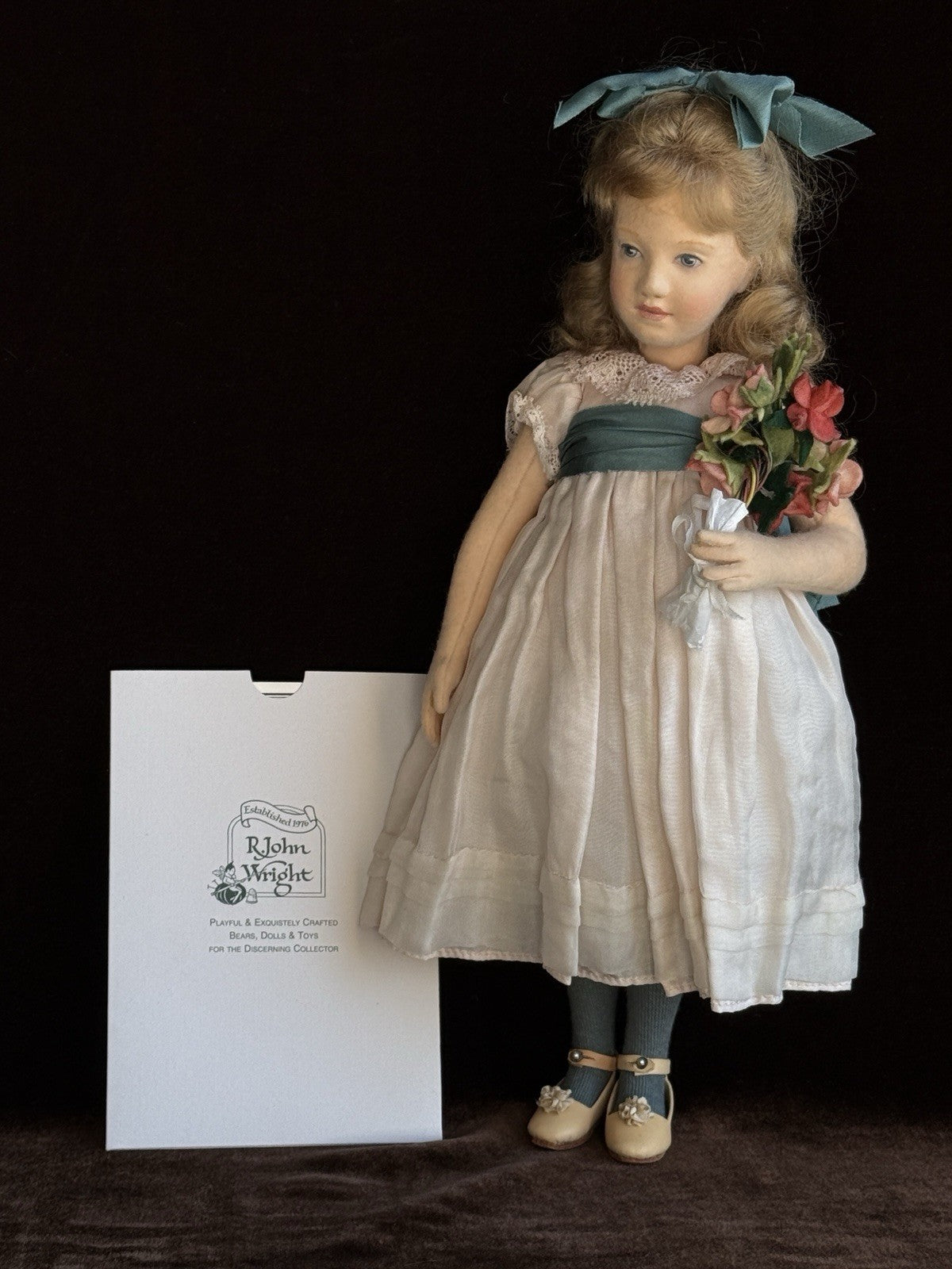Collectible 12” John Wright UFDC Abigail Felt Girl Doll with Certificate