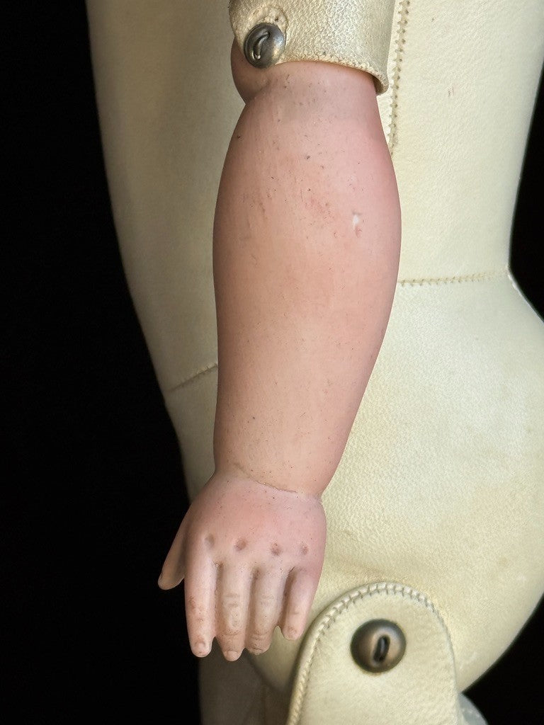 Antique German 25” Kestner Bisque Shoulder Head Leather Body Doll
