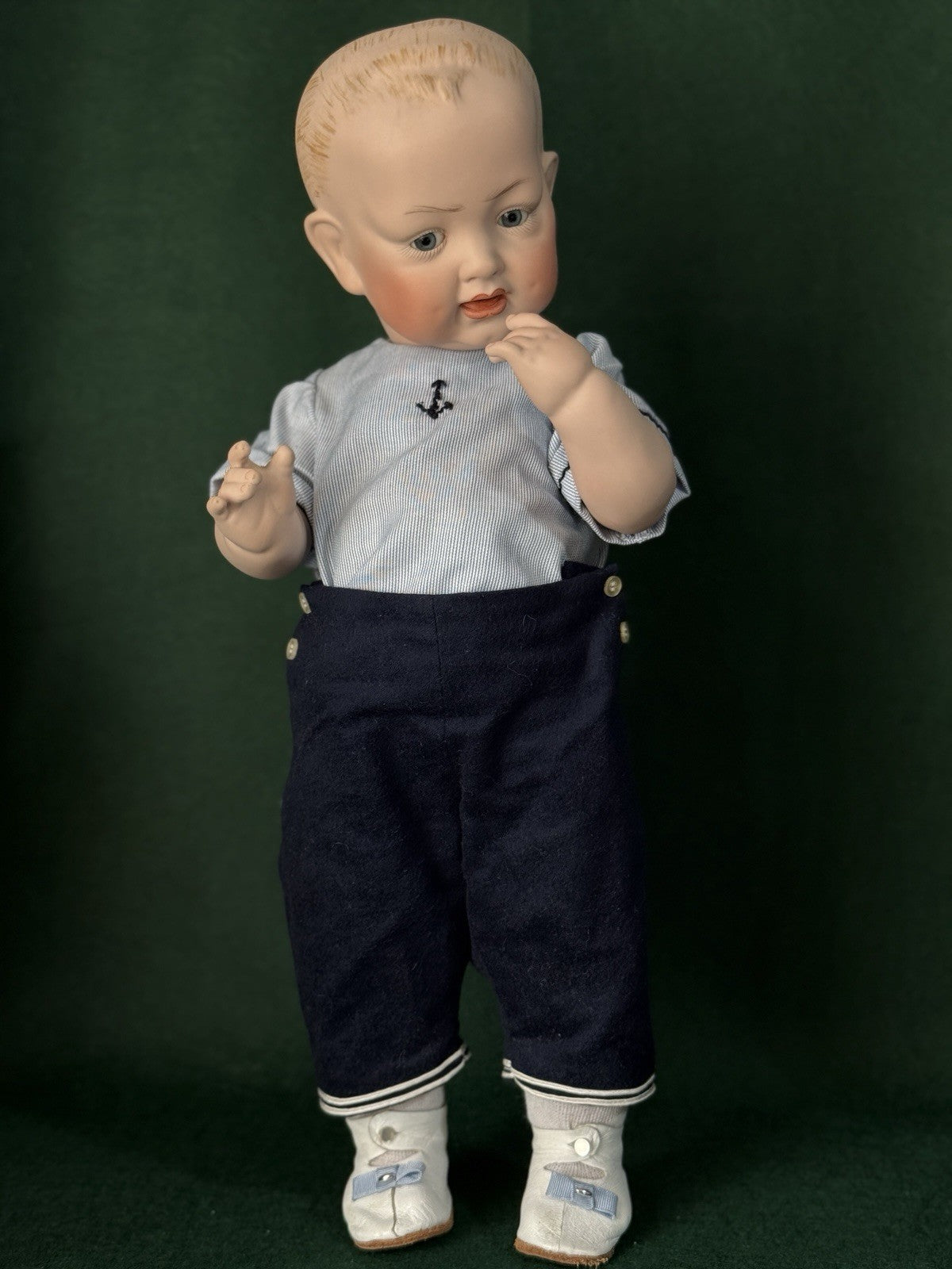 Porcelain Reproduction of Antique German Kestner Baby Boy 19” Doll